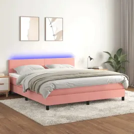 vidaxl-lozko-kontynentalne-z-materacem-i-led-rozowy-aksamit-160x200cm