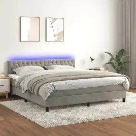 vidaxl-lozko-kontynentalne-z-materacem-i-led-szare-160x200cm-aksamit