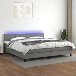 vidaxl-lozko-kontynentalne-z-materacem-ciemnoszara-tkanina-200x200cm