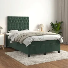 vidaxl-lozko-kontynentalne-z-materacem-ciemnozielone-120x200-cm