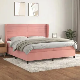 vidaxl-lozko-kontynentalne-z-materacem-rozowe-aksamit-200x200-cm