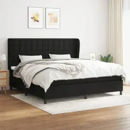 vidaxl-lozko-kontynentalne-z-materacem-czarne-tkanina-200x200-cm