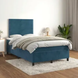 vidaxl-lozko-kontynentalne-z-materacem-ciemnoniebieskie-120x200-cm