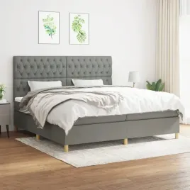 vidaxl-lozko-kontynentalne-z-materacem-ciemnoszara-tkanina-200x200-cm