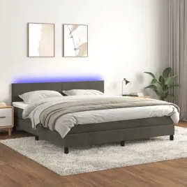 vidaxl-lozko-kontynentalne-z-materacem-i-led-szary-aksamit-160x200cm