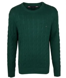 tommy-hilfiger-sweter-meski-bawelniany-warkocz-butelkowa-zielen-xl