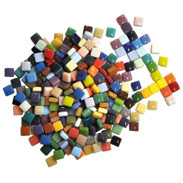 Mozaika mix kolorów szkło DIY decoupage dekoracja 12x12x6 mm ok 900szt 1kg