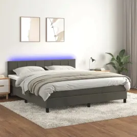 vidaxl-lozko-kontynentalne-z-materacem-i-led-szary-aksamit-160x200cm