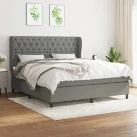vidaxl-lozko-kontynentalne-z-materacem-ciemnoszara-tkanina-160x200-cm