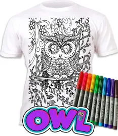 koszulka-do-malowania-sowa-mandala-t-shirt-10-zmywalne-markery-9-11-lat