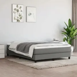 vidaxl-lozko-kontynentalne-z-materacem-ciemnoszara-tkanina-160x200-cm