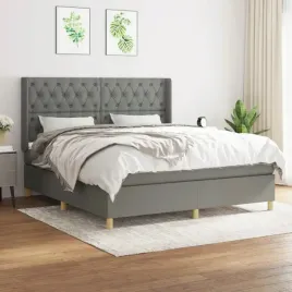 vidaxl-lozko-kontynentalne-z-materacem-ciemnoszara-tkanina-160x200-cm