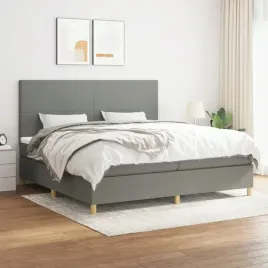 vidaxl-lozko-kontynentalne-z-materacem-ciemnoszara-tkanina-200x200-cm