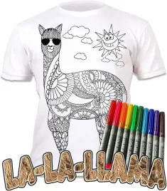 koszulka-do-malowania-lama-mandala-10-zmywalne-markery-5-6-lat
