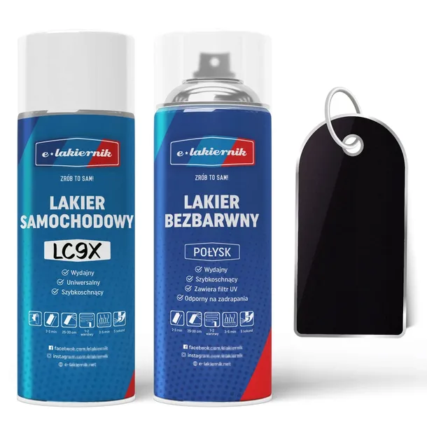 Lakier Samochodowy w Sprayu + Bezbarwny Połysk VW LC9X Deep Black