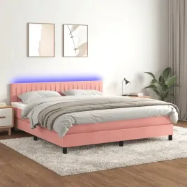vidaxl-lozko-kontynentalne-z-materacem-i-led-rozowy-aksamit-160x200cm