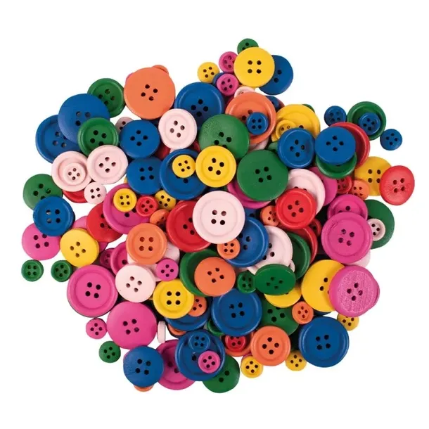 Drewniane guziki mix kolor 11,17, 22 mm 200 szt