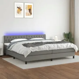 vidaxl-lozko-kontynentalne-z-materacem-ciemnoszara-tkanina-200x200cm
