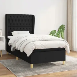 vidaxl-lozko-kontynentalne-z-materacem-czarne-tkanina-90x190-cm