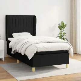 vidaxl-lozko-kontynentalne-z-materacem-czarne-tkanina-90x200-cm