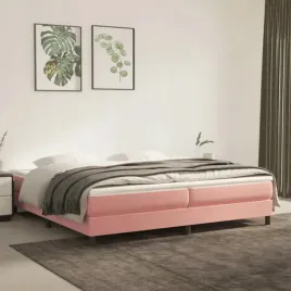 vidaxl-lozko-kontynentalne-z-materacem-rozowe-aksamit-200x200-cm