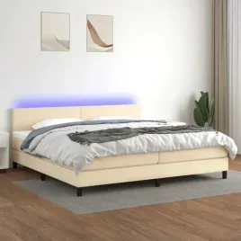 vidaxl-lozko-kontynentalne-z-materacem-kremowe-200x200-cm-tkanina