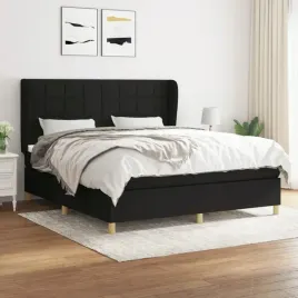 vidaxl-lozko-kontynentalne-z-materacem-czarne-tkanina-180x200-cm