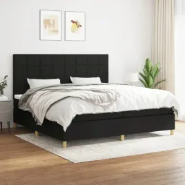 vidaxl-lozko-kontynentalne-z-materacem-czarne-tkanina-200x200-cm