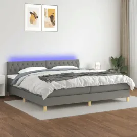 vidaxl-lozko-kontynentalne-z-materacem-ciemnoszara-tkanina-200x200cm