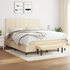 vidaxl-lozko-kontynentalne-z-materacem-kremowe-tkanina-180x200-cm