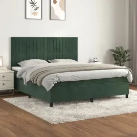 vidaxl-lozko-kontynentalne-z-materacem-ciemnozielone-160x200-cm