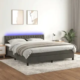 vidaxl-lozko-kontynentalne-z-materacem-i-led-szary-aksamit-160x200cm