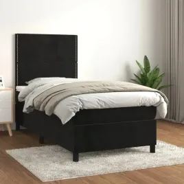vidaxl-lozko-kontynentalne-z-materacem-czarne-aksamit-100x200-cm