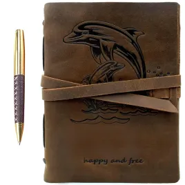 notes-dziennik-skorzany-postarzany-vintage-miekki-20x15cm-z-motywem-delfina