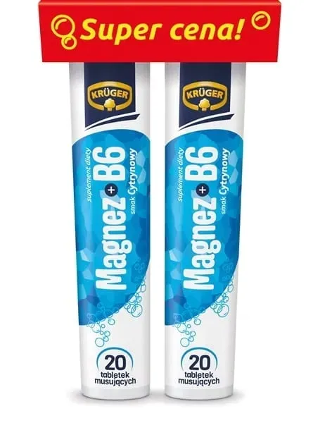 Kruger Zestaw Witamin Magnez + B6 + Magnez + B6 2 x 20 tabletek musujących