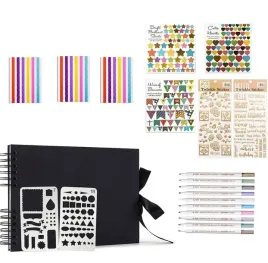 album-na-zdjecia-do-samodzielnego-ozdobienia-diy-80-stron-zestaw-dlugopisow