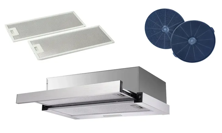 Okap kuchenny podszafkowy Inox 50 + filtr węglowy, Led, cichy, pochłaniacz