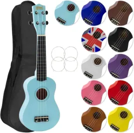 ukulele-sopranowe-niebieskie-akcesoria-muzyczne-zapasowe-struny-kostka-etui