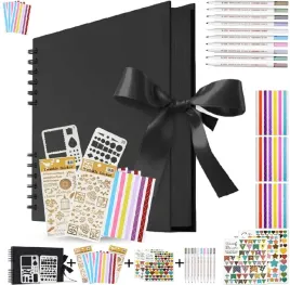 album-fotograficzny-czarny-80-stron-na-zdjecia-z-akcesoriami-naklejki