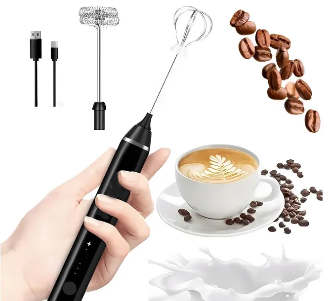 Elektryczny Spieniacz do Mleka Ręczny Akumulator Kawa Bezprzewodowy USB C