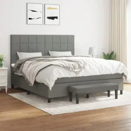 vidaxl-lozko-kontynentalne-z-materacem-ciemnoszara-tkanina-160x200-cm