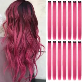 koncowki-kosmyki-do-wlosow-16x-przedluzki-rozowe-syntetyczne-wlosy