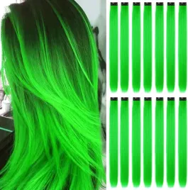 koncowki-kosmyki-do-wlosow-16x-przedluzki-zielone-syntetyczne-wlosy