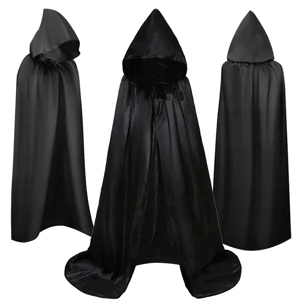 KOSTIUM HALLOWEEN PELERYNA CZARNA WAMPIR PRZEBRANIE KARNAWAŁ DLA DOROSŁYCH