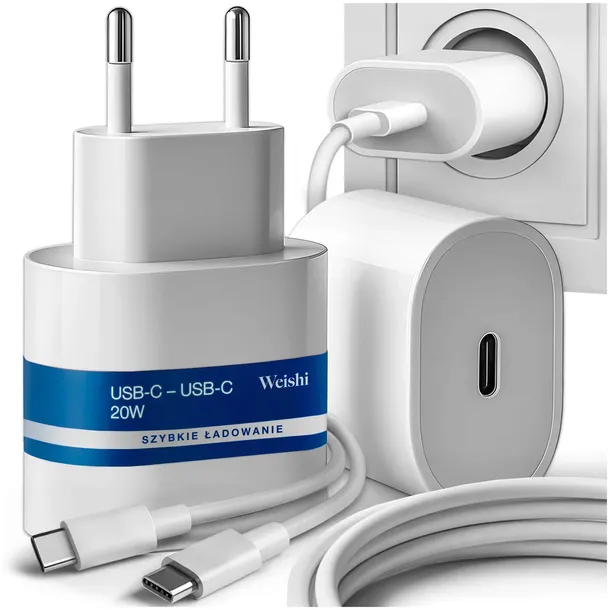 SZYBKA ŁADOWARKA SIECIOWA 20W DO TELEFONU APPLE IPHONE 15 16 + KABEL USB-C