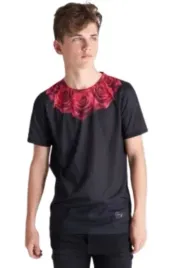 siksilk-czarny-t-shirt-miejski-z-nadrukiem-rozy-na-ramionach-146-152-k-a