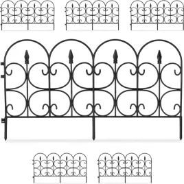 ogrodzenie-ogrodowe-dekoracyjne-czarne-6-czesciowe-4m-tworzywo-sztuczne