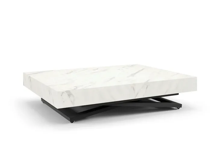Ława SANNA 120/200x80 nogi czarne X lub U rozkładana blat marmur bianco