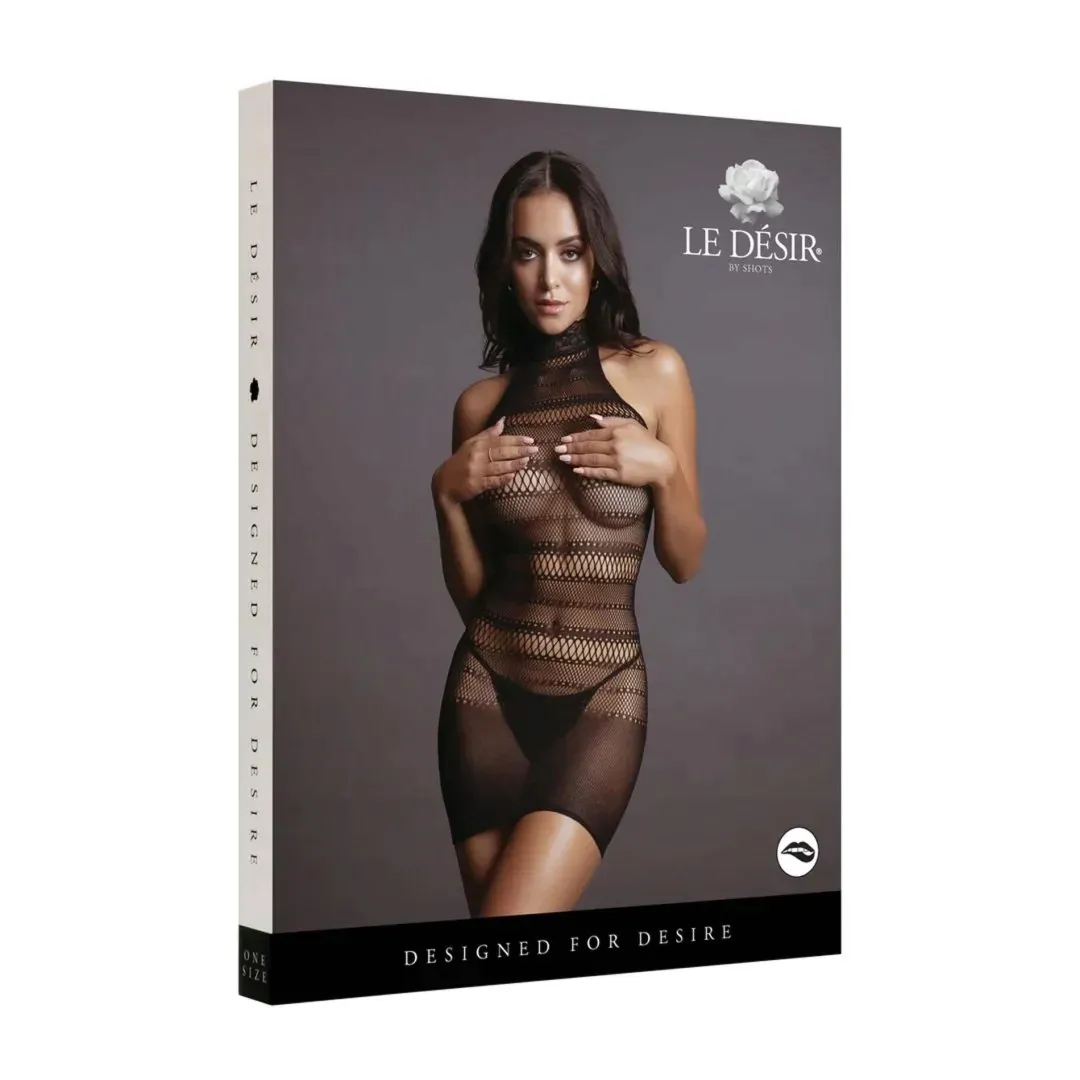 high-lace-neck-net-mini-dress-one-size