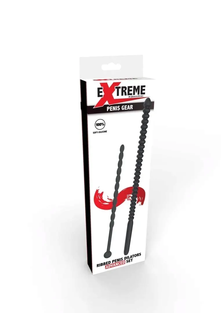 ribbed-penis-dilator-set-2-pcs-black